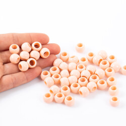 25 Gram - 12 mm Pudra Pembe Renkli Yuvarlak Plastik Boncuk, ( 25 gram - 41-43 Adet Arası ) - 4