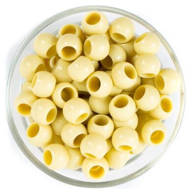 25 Gram - 12 mm Sarı Renkli Yuvarlak Plastik Boncuk, ( 25 gram - 41-43 Adet Arası ) - 1