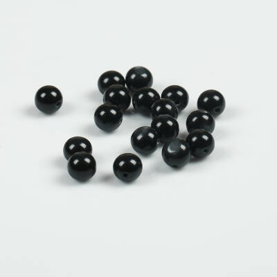 25 Gram - 12 mm Sedefli Siyah Yuvarlak Plastik Boncuk ( 25 Gram - 22-25 Adet ) - 3