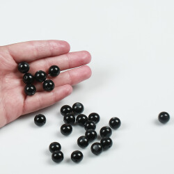 25 Gram - 12 mm Sedefli Siyah Yuvarlak Plastik Boncuk ( 25 Gram - 22-25 Adet ) - 4