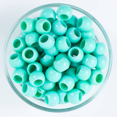 25 Gram - 12 mm Turkuaz Renkli Yuvarlak Plastik Boncuk, ( 25 gram - 41-43 Adet Arası ) - 1
