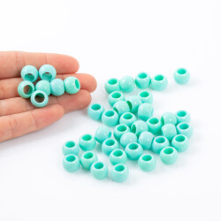 25 Gram - 12 mm Turkuaz Renkli Yuvarlak Plastik Boncuk, ( 25 gram - 41-43 Adet Arası ) - 4