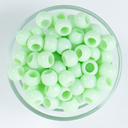 25 Gram - 12 mm Yeşil Renkli Yuvarlak Plastik Boncuk, ( 25 gram - 41-43 Adet Arası ) - YF Hobi