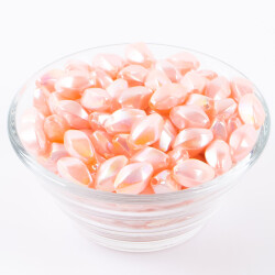 25 Gram - 13 mm Janjanlı Açık Pembe Renkli Oval Plastik Boncuk, ( 25 gram - 52-54 Adet Arası ) - 2