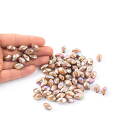 25 Gram - 13 mm Janjanlı Kahve Renkli Oval Plastik Boncuk, ( 25 gram - 52-54 Adet Arası ) - 4