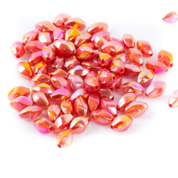 25 Gram - 13 mm Janjanlı Kırmızı Renkli Oval Plastik Boncuk, ( 25 gram - 52-54 Adet Arası ) - 3