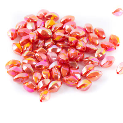 25 Gram - 13 mm Janjanlı Kırmızı Renkli Oval Plastik Boncuk, ( 25 gram - 52-54 Adet Arası ) - 3