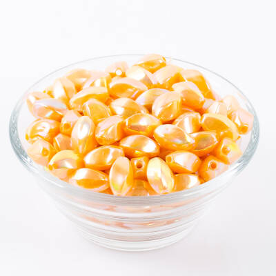 25 Gram - 13 mm Janjanlı Turuncu Renkli Oval Plastik Boncuk, ( 25 gram - 52-54 Adet Arası ) - 2