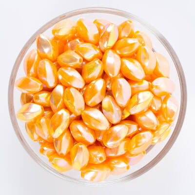 25 Gram - 13 mm Janjanlı Turuncu Renkli Oval Plastik Boncuk, ( 25 gram - 52-54 Adet Arası ) - 1