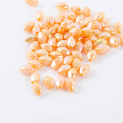 25 Gram - 13 mm Janjanlı Turuncu Renkli Oval Plastik Boncuk, ( 25 gram - 52-54 Adet Arası ) - 3