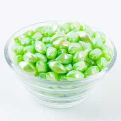 25 Gram - 13 mm Janjanlı Yeşil Renkli Oval Plastik Boncuk, ( 25 gram - 52-54 Adet Arası ) - 2