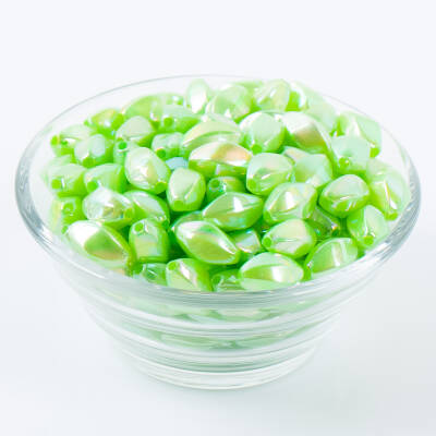 25 Gram - 13 mm Janjanlı Yeşil Renkli Oval Plastik Boncuk, ( 25 gram - 52-54 Adet Arası ) - 2