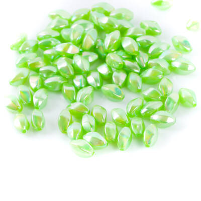 25 Gram - 13 mm Janjanlı Yeşil Renkli Oval Plastik Boncuk, ( 25 gram - 52-54 Adet Arası ) - 3