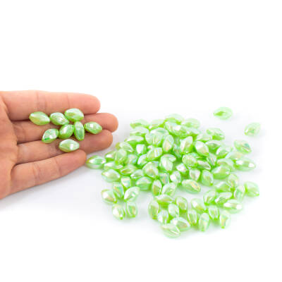 25 Gram - 13 mm Janjanlı Yeşil Renkli Oval Plastik Boncuk, ( 25 gram - 52-54 Adet Arası ) - 4