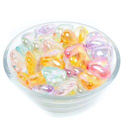 25 Gram - 17 mm Janjanlı Karışık Renk Kalp Plastik Boncuk, 1. Kalite Akrilik Boncuk (25 gram - 18 Adet) - 2
