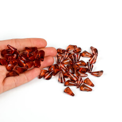 25 Gram - 17 mm, Kahve Renk Akrilik Boncuk, Kesik Piramit Model Boncuk, (25 gr - 42-45 Adet) - YF Hobi