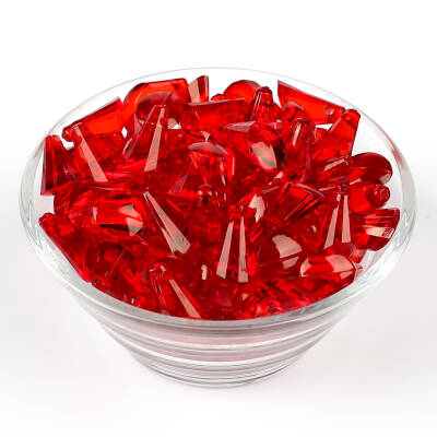 25 Gram - 17 mm, Kırmızı Renk Akrilik Boncuk, Kesik Piramit Model Boncuk, (25 gr - 42-45 Adet) - 2