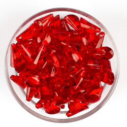 25 Gram - 17 mm, Kırmızı Renk Akrilik Boncuk, Kesik Piramit Model Boncuk, (25 gr - 42-45 Adet) - 3