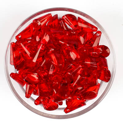 25 Gram - 17 mm, Kırmızı Renk Akrilik Boncuk, Kesik Piramit Model Boncuk, (25 gr - 42-45 Adet) - 3