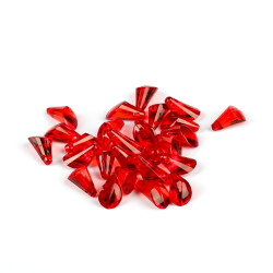 25 Gram - 17 mm, Kırmızı Renk Akrilik Boncuk, Kesik Piramit Model Boncuk, (25 gr - 42-45 Adet) - 4