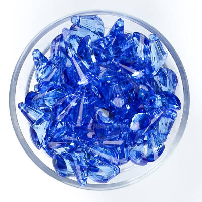 25 Gram - 17 mm, Mavi Renk Akrilik Boncuk, Kesik Piramit Model Boncuk, (25 gr - 42-45 Adet) - 2