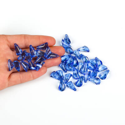 25 Gram - 17 mm, Mavi Renk Akrilik Boncuk, Kesik Piramit Model Boncuk, (25 gr - 42-45 Adet) - 1