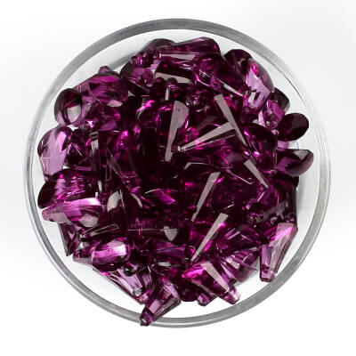 25 Gram - 17 mm, Mor Renk Akrilik Boncuk, Kesik Piramit Model Boncuk, (25 gr - 42-45 Adet) - 3