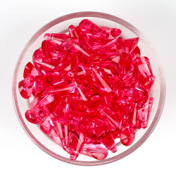 25 Gram - 17 mm, Pembe Renk Akrilik Boncuk, Kesik Piramit Model Boncuk, (25 gr - 42-45 Adet) - 3
