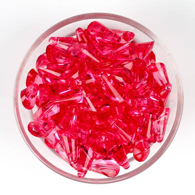 25 Gram - 17 mm, Pembe Renk Akrilik Boncuk, Kesik Piramit Model Boncuk, (25 gr - 42-45 Adet) - 3