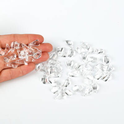 25 Gram - 17 mm, Şeffaf Renk Akrilik Boncuk, Kesik Piramit Model Boncuk, (25 gr - 42-45 Adet) - 1