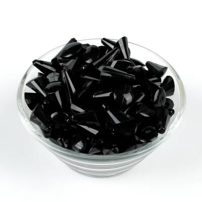 25 Gram - 17 mm, Siyah Renk Akrilik Boncuk, Kesik Piramit Model Boncuk, (25 gr - 42-45 Adet) - 2