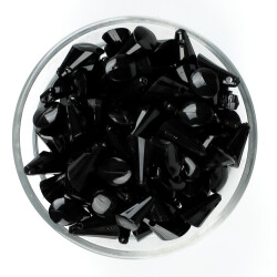 25 Gram - 17 mm, Siyah Renk Akrilik Boncuk, Kesik Piramit Model Boncuk, (25 gr - 42-45 Adet) - 3