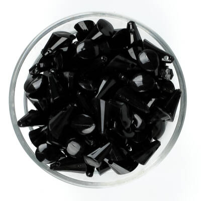 25 Gram - 17 mm, Siyah Renk Akrilik Boncuk, Kesik Piramit Model Boncuk, (25 gr - 42-45 Adet) - 3