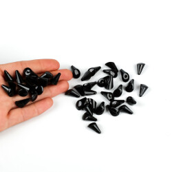 25 Gram - 17 mm, Siyah Renk Akrilik Boncuk, Kesik Piramit Model Boncuk, (25 gr - 42-45 Adet) - YF Hobi