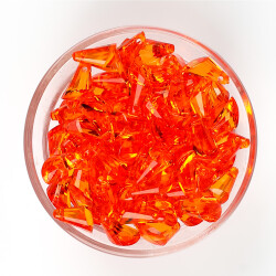 25 Gram - 17 mm, Turuncu Renk Akrilik Boncuk, Kesik Piramit Model Boncuk, (25 gr - 42-45 Adet) - 3