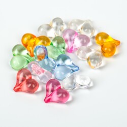 25 Gram - 18 mm, Karışık Renk, Kalp Akrilik Boncuk, Takı Ve Süs Boncuğu, (25 Gram - 12-13 Adet) - 4