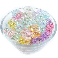 25 Gram, 19 mm Janjanlı Karışık Renk Ayıcık Plastik Boncuk, 1 Kalite Akrilik Boncuk (25 gram - 15 Adet) - 2