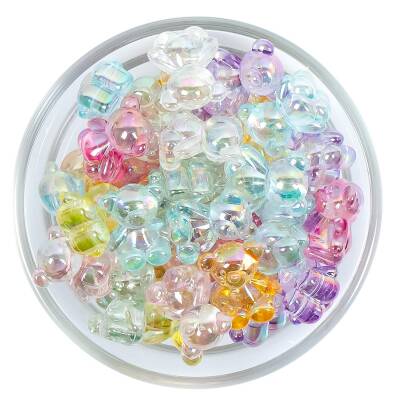 25 Gram, 19 mm Janjanlı Karışık Renk Ayıcık Plastik Boncuk, 1 Kalite Akrilik Boncuk (25 gram - 15 Adet) - 3