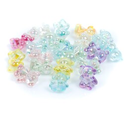 25 Gram, 19 mm Janjanlı Karışık Renk Ayıcık Plastik Boncuk, 1 Kalite Akrilik Boncuk (25 gram - 15 Adet) - 4