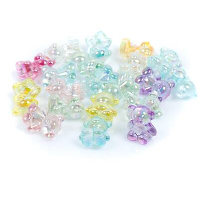 25 Gram, 19 mm Janjanlı Karışık Renk Ayıcık Plastik Boncuk, 1 Kalite Akrilik Boncuk (25 gram - 15 Adet) - 4