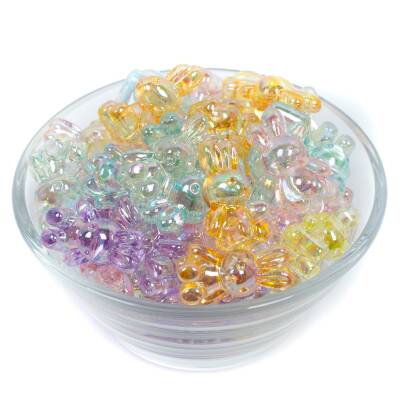 25 Gram, 25 mm Janjanlı Karışık Renk Tavşan Plastik Boncuk, 1 Kalite Akrilik Boncuk (25 gram - 15 Adet) - 2