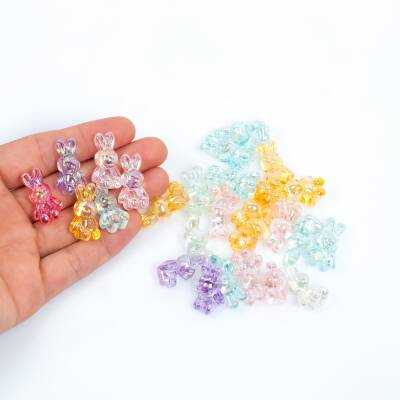 25 Gram, 25 mm Janjanlı Karışık Renk Tavşan Plastik Boncuk, 1 Kalite Akrilik Boncuk (25 gram - 15 Adet) - 1