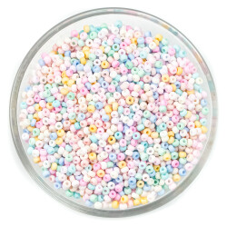 25 Gram - 3 mm Karışık Pastel Tonlu Soft Renk Düzgün Boyut Kum Boncuk, Takı Yapım Boncuğu - 1