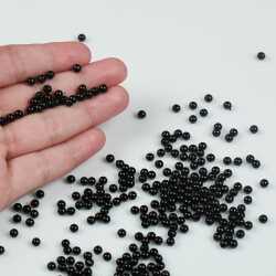 25 Gram - 4 mm Siyah Renk İnci Boncuk, Plastik inci Boncuk, 1. Kalite ( 25 Gram - 770-780 Adet ) - 4