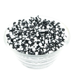 25 Gram - 5 mm Siyah Beyaz Çizgili Desenli Cam Kum Boncuk, Takı Yapım Boncuğu (25 gram ~ 125 Adet) - 2