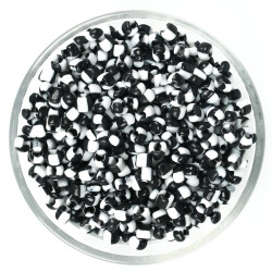 25 Gram - 5 mm Siyah Beyaz Çizgili Desenli Cam Kum Boncuk, Takı Yapım Boncuğu (25 gram ~ 125 Adet) - 1