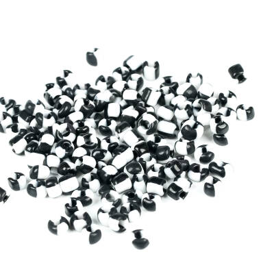 25 Gram - 5 mm Siyah Beyaz Çizgili Desenli Cam Kum Boncuk, Takı Yapım Boncuğu (25 gram ~ 125 Adet) - 3