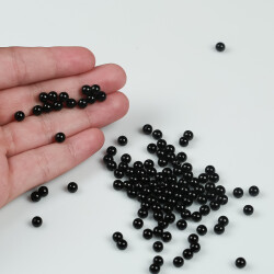 25 Gram - 5 mm Siyah Renk İnci Boncuk, Plastik inci Boncuk, 1. Kalite ( 25 Gram - 390-400 Adet ) - 4
