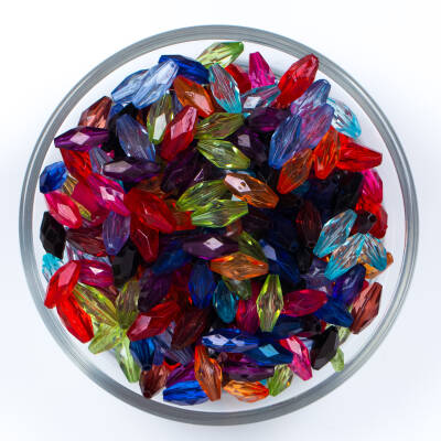 25 Gram - 5x12 mm Karışık Renkli Arpa Model Akrilik Plastik Boncuk, ( 25 gram - 160-165 Adet Arası ) - 1