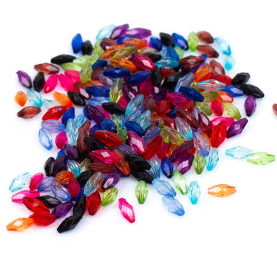 25 Gram - 5x12 mm Karışık Renkli Arpa Model Akrilik Plastik Boncuk, ( 25 gram - 160-165 Adet Arası ) - 3